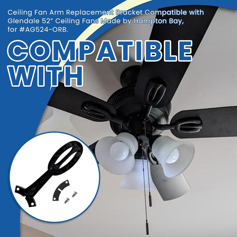 Ciuouient Ceiling Fan Arm Replacement Bracket Compatible with H-ampton Bay Glendale II 52 in. LED Indoor Oil Rubbed Bronze Ceiling Fan,For Model # AG524PR-ORB,1Pc (Oil Rubbed Bronze) - Image 2